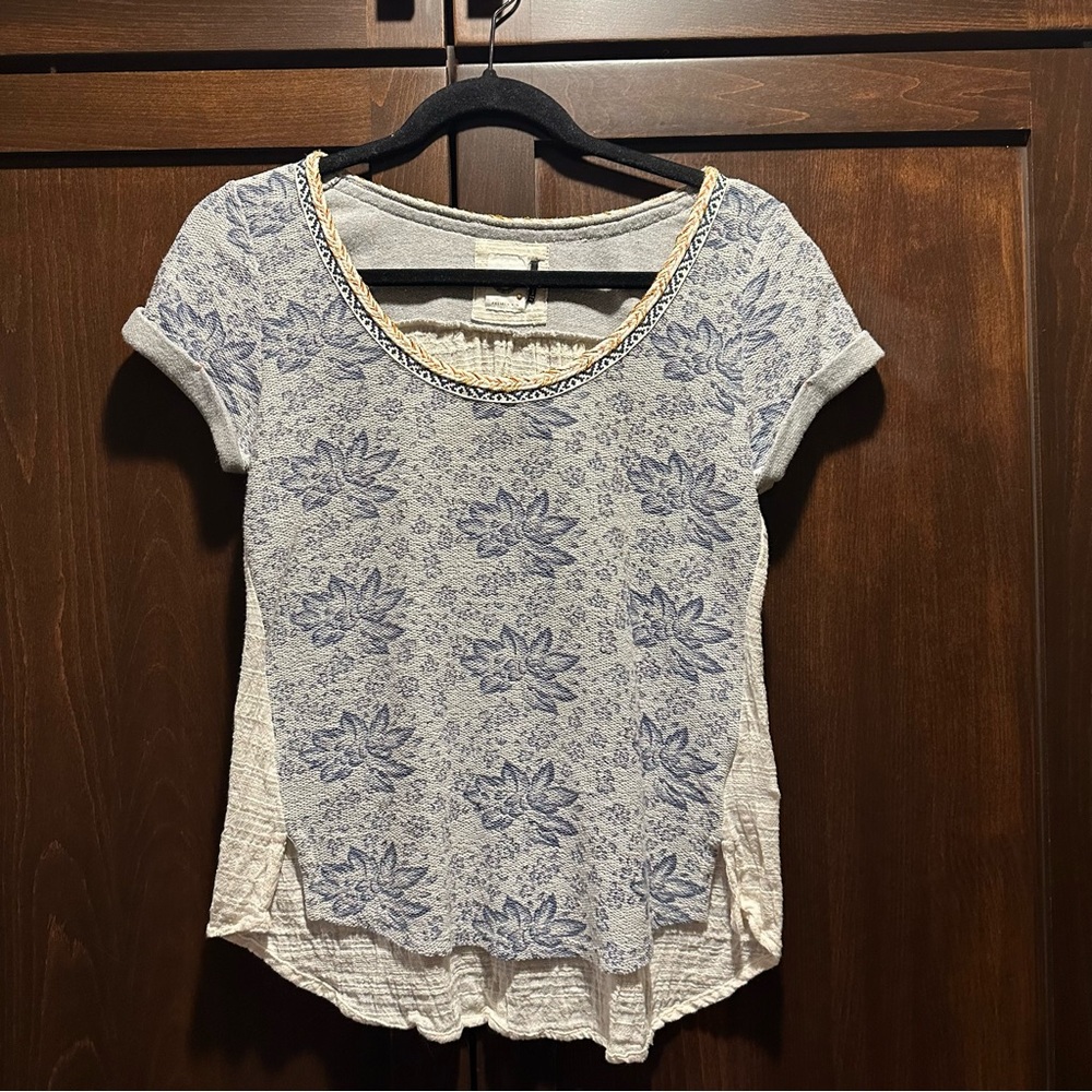 Anthropologie Akemi + Kin Patterned Multi-fabric Top Size XS